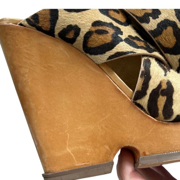 Sam Edelman Jorgia Leopard Tan Pony Hair & Leather Platform Wedge Sandal - Picture 9 of 10